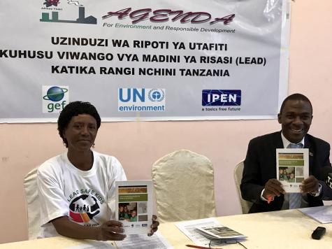 AGENDA representative Ms. Dorah Swai and Mr. Safari Fungo from Tanzania Bureau of Standards at the press briefing, July, 2017