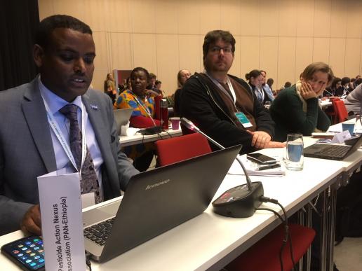 Tadesse Amera (PAN Ethiopia) giving an intervention in plenary
